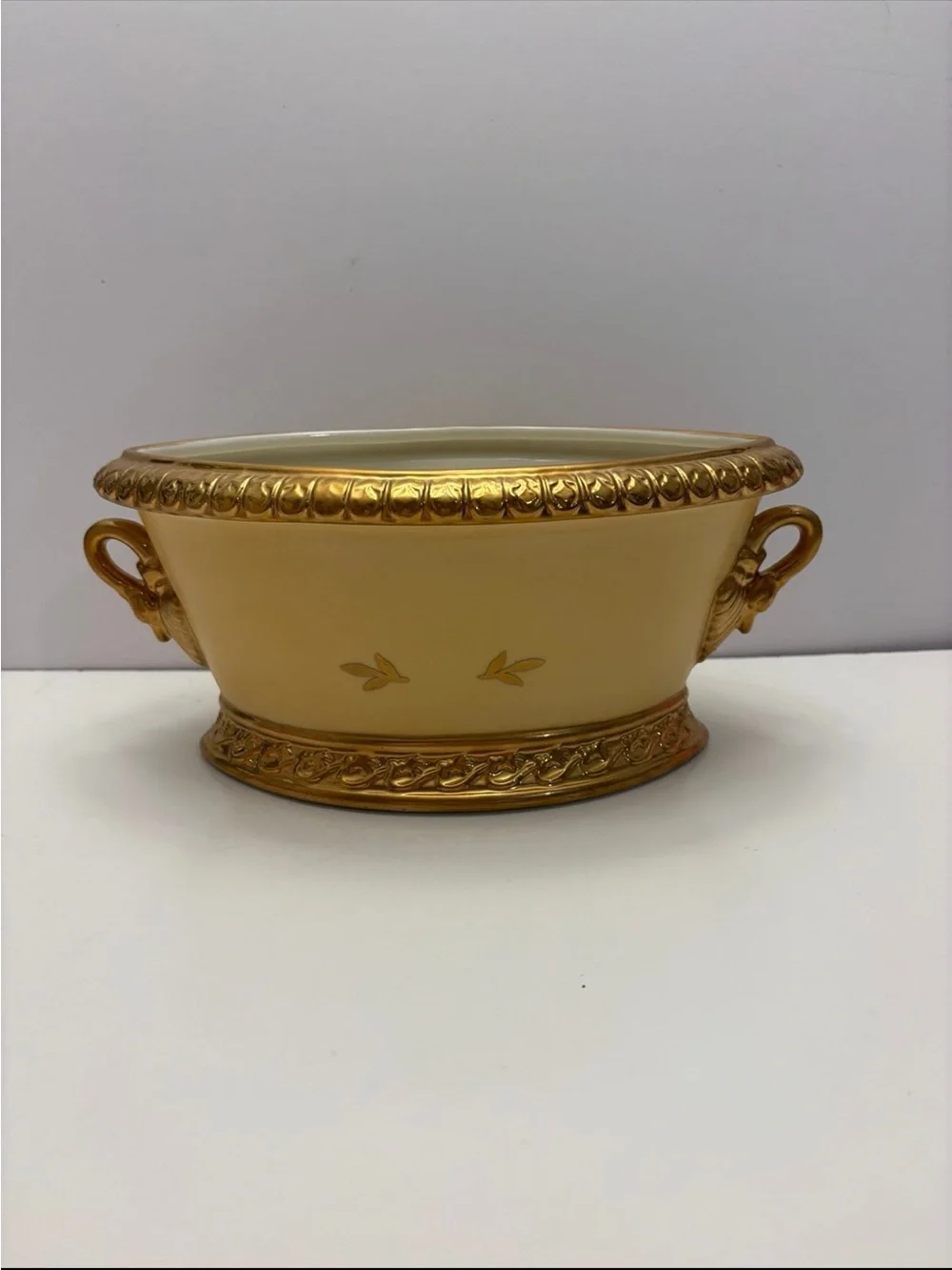 Vintage Paris royal yellow and golden color planter/vase decor